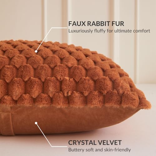 XeGe Bubble Faux Rabbit Fur Decorative Body Pillow Cover 20x54 Burnt Orange - Image 4