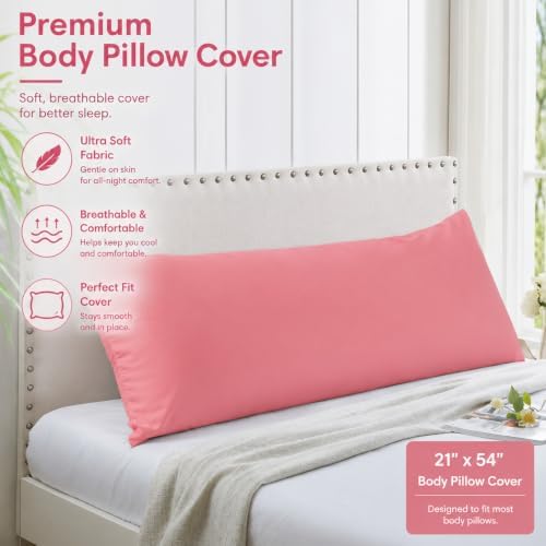 EVOLIVE Body Pillow Cover 21"x54", Microfiber Hidden Zipper - Image 2