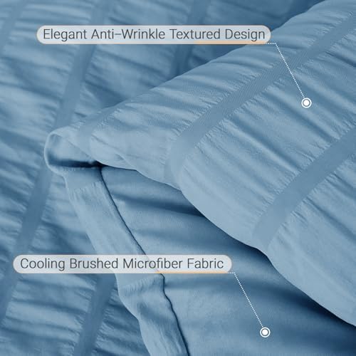 MUXHOMO 7 Pieces Queen Comforter Set, Seersucker Bed in a Bag Queen Size - Image 5