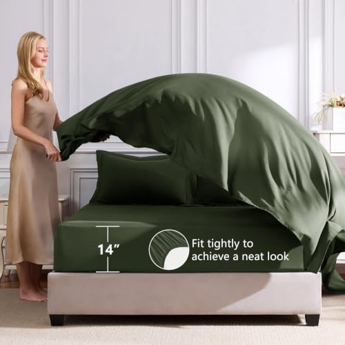 CozyLux Queen Comforter Set 88"x88" Dark Green - Image 5