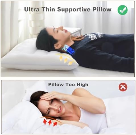 2 Pack Thin Pillow for Stomach and Back Sleeper Low Pillow Flat Bed Pillow Flat - Image 2