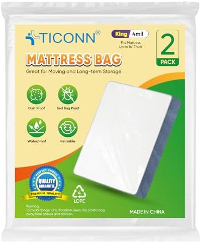 TICONN 2PK Plastic Mattress Bags by TICONN