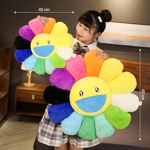 FIONOUT Decorative Flower Pillow, Smile Face Throw Pillow, 15.7 Inch - Image 2