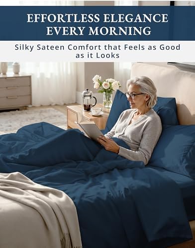 LANE LINEN Queen Bed Sheet Set 100% Egyptian Cotton Sateen - Image 5