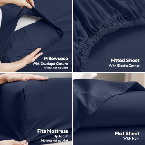 California King Sheets Set, 4 Pieces 16" Deep Pocket Bed Sheets - Image 3