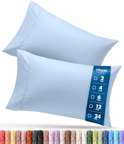 Pillow Cases Queen Size Set of 2, Ultra Soft Comfy Pillow Covers, Ice Blue by UTOPIABEDDING