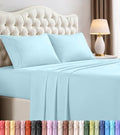 King Sheets Set, 4 Pieces 16" Deep Pocket Hotel Luxury Bed Sheets, Ice Blue by UTOPIABEDDING