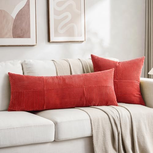 Fancy Homi 2 Packs Red Decorative Throw Pillow Covers 20x20 Inch - Image 6