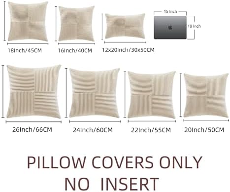 Fancy Homi 2 Packs Tan Decorative Throw Pillow Covers 22x22 Inch - Image 6