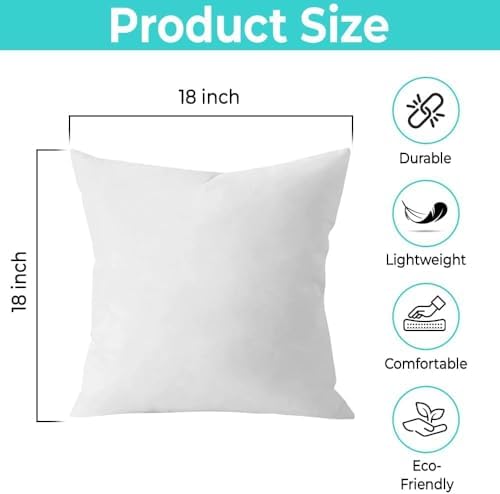 QUBA LINEN Throw Pillow Inserts, 18x18 Inches - Image 3