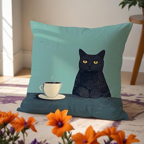 Black Cat Pillow Covers 18x18，Cat Lovers Mom Grandma Gifts - Image 5