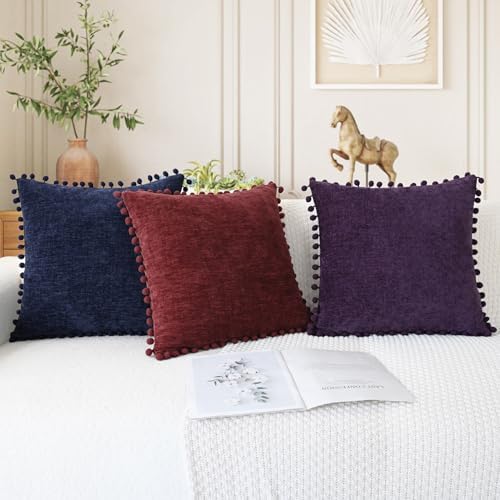 CaliTime Decorative Couch Throw Pillow Covers 16 X 16 Inches Burgundy - Image 5