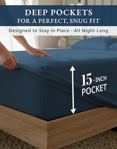 LANE LINEN Queen Bed Sheet Set 100% Egyptian Cotton Sateen - Image 6