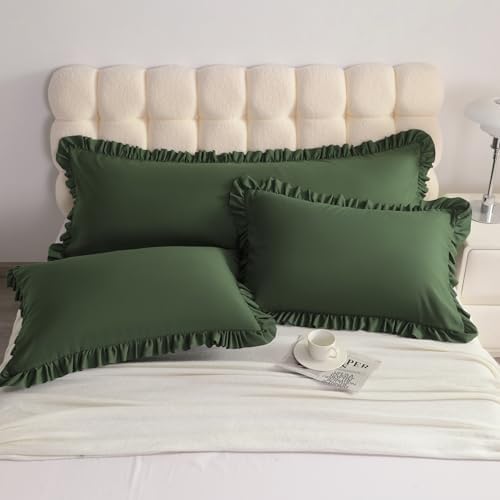 Ruffled Body Pillow Shams, 1 Pack, 20x54 Inches, Olive Green - Image 6