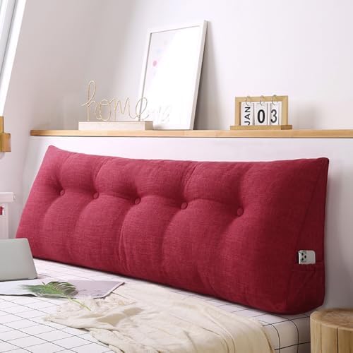 Headboard Wedge Pillow for Single/Twin/Queen/King Bed, Large Cotton Linen by Unknown
