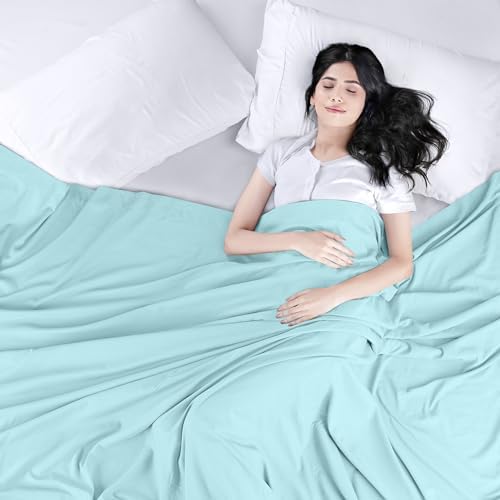 Twin Size Flat Sheet Only, Ultra Soft & Breathable Hotel Sheets, Spa Blue - Image 3