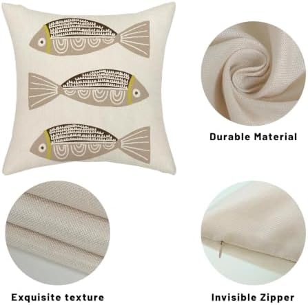 Coastal Brown Fish Outdoor Pillow Covers 16x16 Inch Set of 2 - Image 7