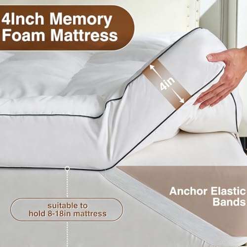 4 Inch Memory Foam Mattress Topper Full - Image 3