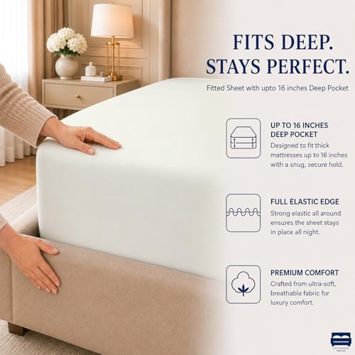 Cottingon 4 PC Cal King Sheets Fits 16" Deep, Egyptian Cotton - Image 7
