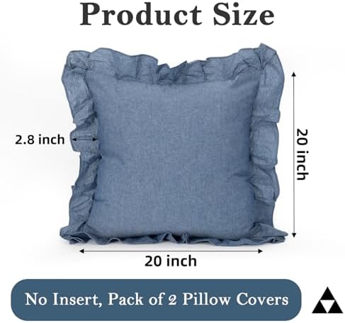 JoraLion Ruffled Throw Pillow Cover 20x20 Solid Dark Blue - Image 4
