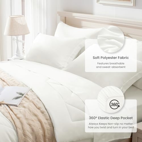 Love's cabin Full Comforter Set Ivory, 7 Pieces Full Bed in a Bag, All Season - Image 5