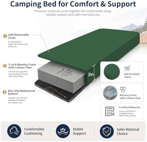 CYMULA Memory Foam Camping Mattress Pad, Sleeping Pad - Image 4