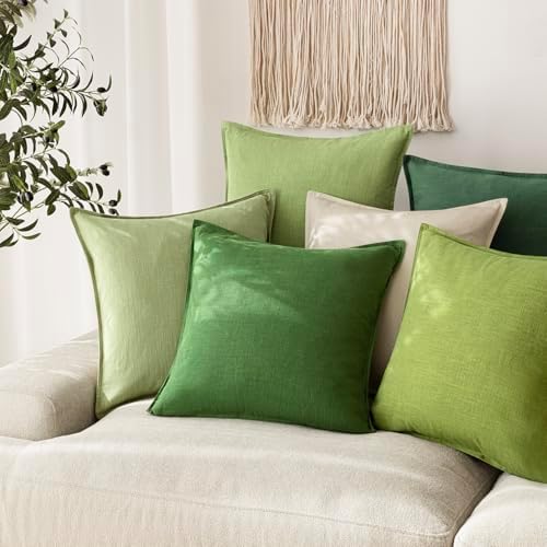 Foindtower Linen Solid Decorative Throw Pillow Covers 24x24 Forest Green - Image 5