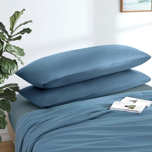 MILVOWOC Brushed Microfiber Body Pillowcases, 20 x 55 Inch, Slate Blue - Image 3