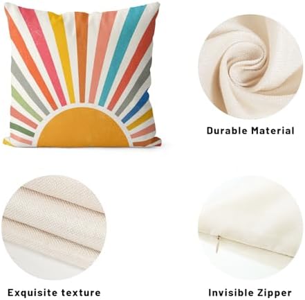 Summer Pillow Covers 20x20 Set of 2 Colorful Stripes Yellow Sunshine Throw - Image 7