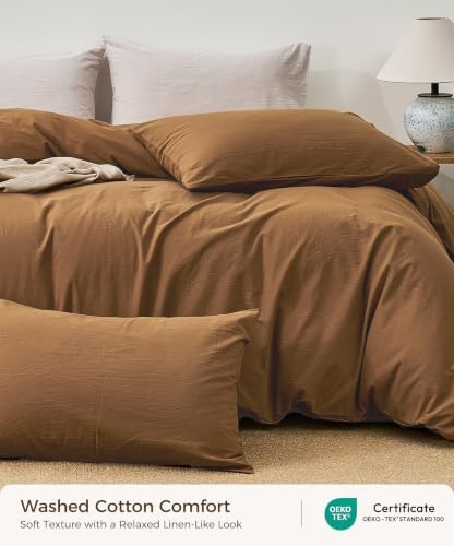JELLYMONI 100% Washed Cotton Pillowcases, Envelope Closure 2-Pack - Image 2