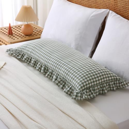Gingham Lumbar Pillow Cover, Sage Green, 36x14 Inch, 1 Pack - Image 7