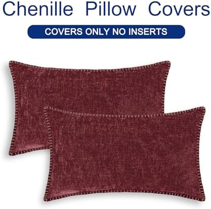 CaliTime Decorative Couch Throw Pillow Covers 20 X 12 Inches Burgundy - Image 6