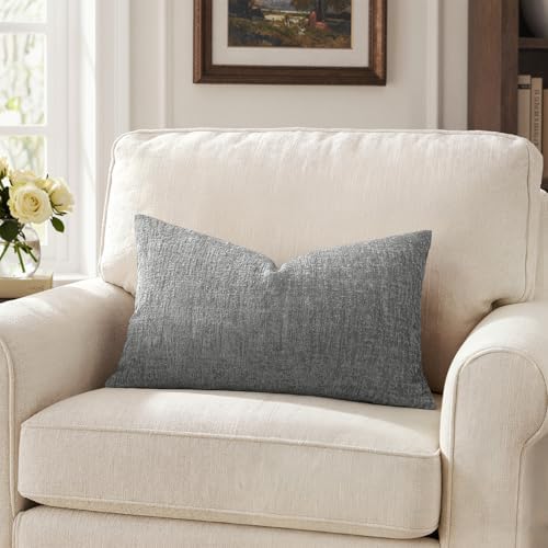 MIULEE Couch Pillow Covers Textured Chenille Home Decor 12x20 Medium Grey - Image 7