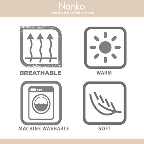 NANKO Floral Pillow Case Set, Tan Gray Plum Blossom Flower Pattern Printed - Image 6