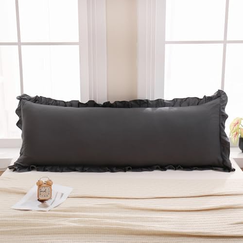 Merryword Dark Gray Body Pillow Cover 20x54inches Reversible Long Pillowcase - Image 2