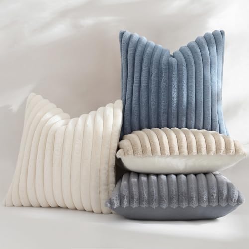decorUhome Fall Faux Fur Throw Pillow Covers 12x20 Set of 2 Grey - Image 5