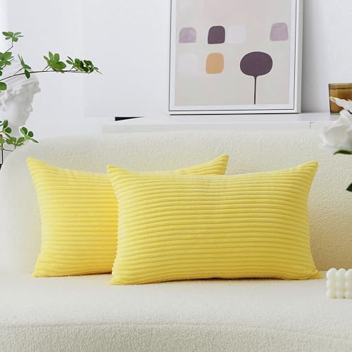 Home Brilliant Yellow Pillow Covers 12x20 Lumbar Pillows Summer Decoration by HomeBrilliant
