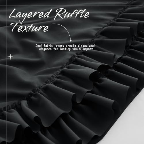 Vonty Black Ruffled Pillow Cases Set of 2, Standard Size, 20x26 Inch - Image 4