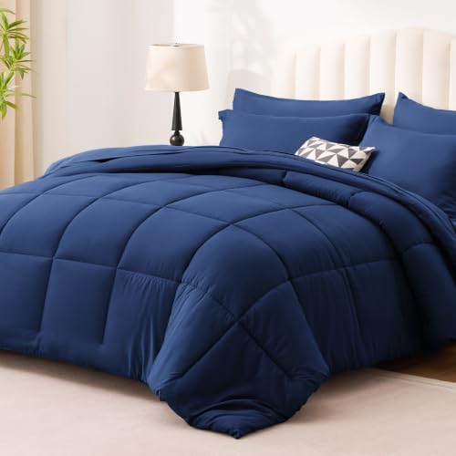 Love's cabin Plaid Full Comforter Set, Dark Blue - Image 2