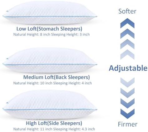 Shredded Memory Foam Pillows for Sleeping 2 Pack - Image 2