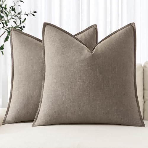 MIULEE Decorative Linen Euro Sham Pillow Covers 24x24 Dune by MIULEE