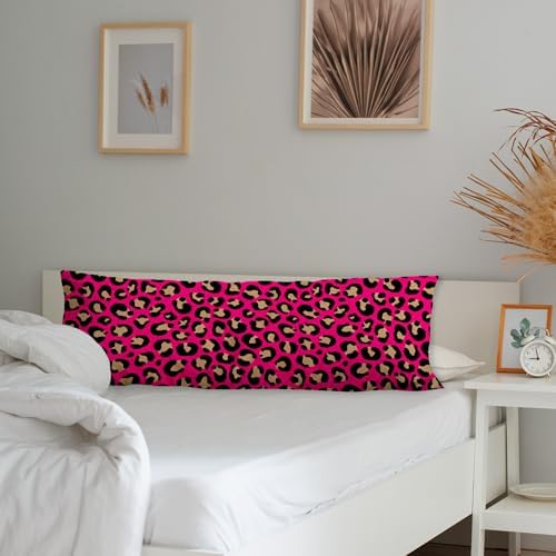 Hot Pink Y2K 2000s Leopard Body Pillow Covers 20x54, Y2K Room Decor, Trendy - Image 3