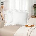 JoraLion Ruffled Throw Pillow Cover 20x20 Solid White by JoraLion