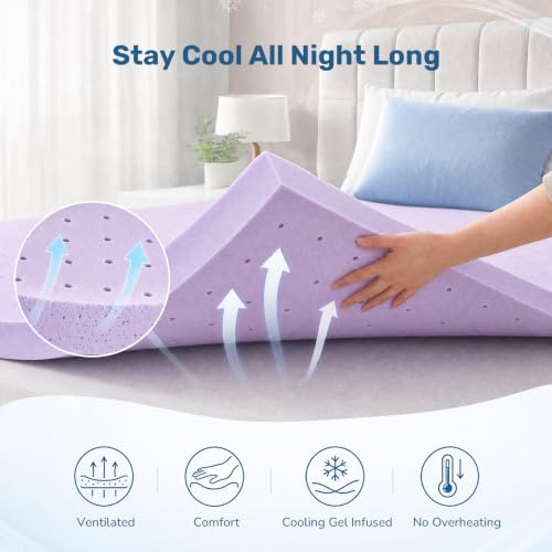 Sweetcrispy Mattress Topper Queen, 3 Inch Cooling Gel Memory Foam Mattress Pad - Image 3