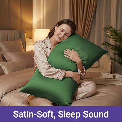 2 Pack Satin Pillowcases Sage Green Queen Size 20x30 Inch - Image 7