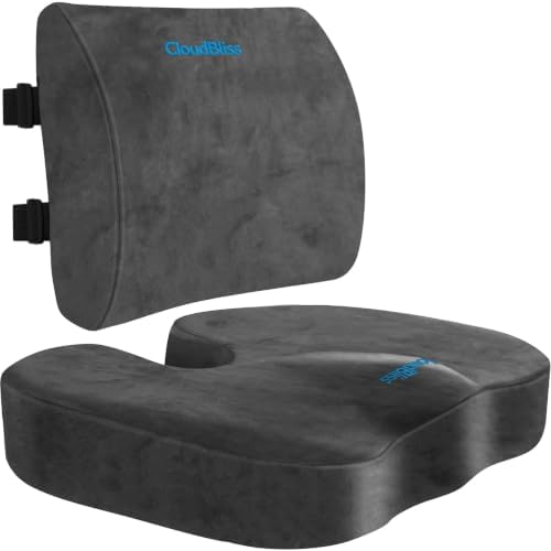 CloudBliss Ergonomic Seat Cushion & Lumbar Support Pillow Set by CloudBliss