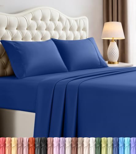 California King Sheets Set, 4 Pieces 16" Deep Pocket Bed Sheets, Royal Blue by UTOPIABEDDING