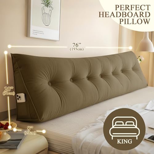 DANGHOOGY Headboard Pillow King, Large Triangular Wedge Headboard Pillow - Image 3