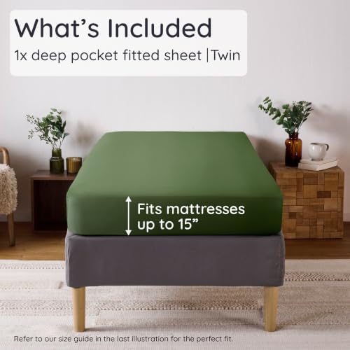 Bambaw 100% Viscose Derived from Bamboo Fitted Sheet Twin Size, 15’’ Deep - Image 2