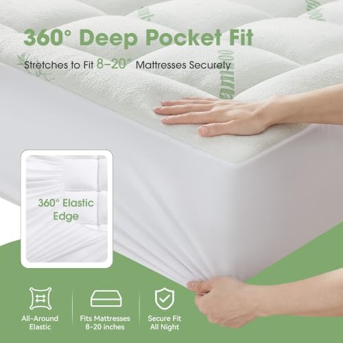 Mattress Pad Twin Size, Cooling Pillow Top Mattress Topper, Ultra Soft Viscose - Image 6